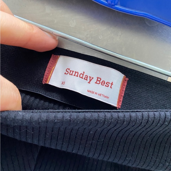 Aritzia Black Wrap Skirt with White Trim - Picture 4 of 4